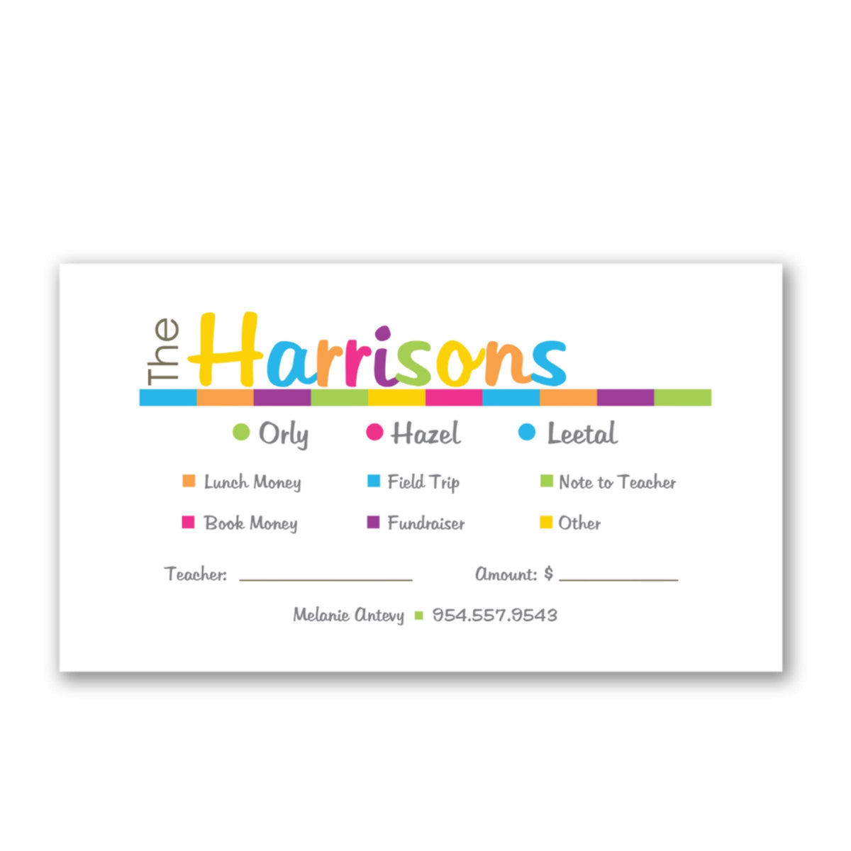 School Money Envelopes - Bright