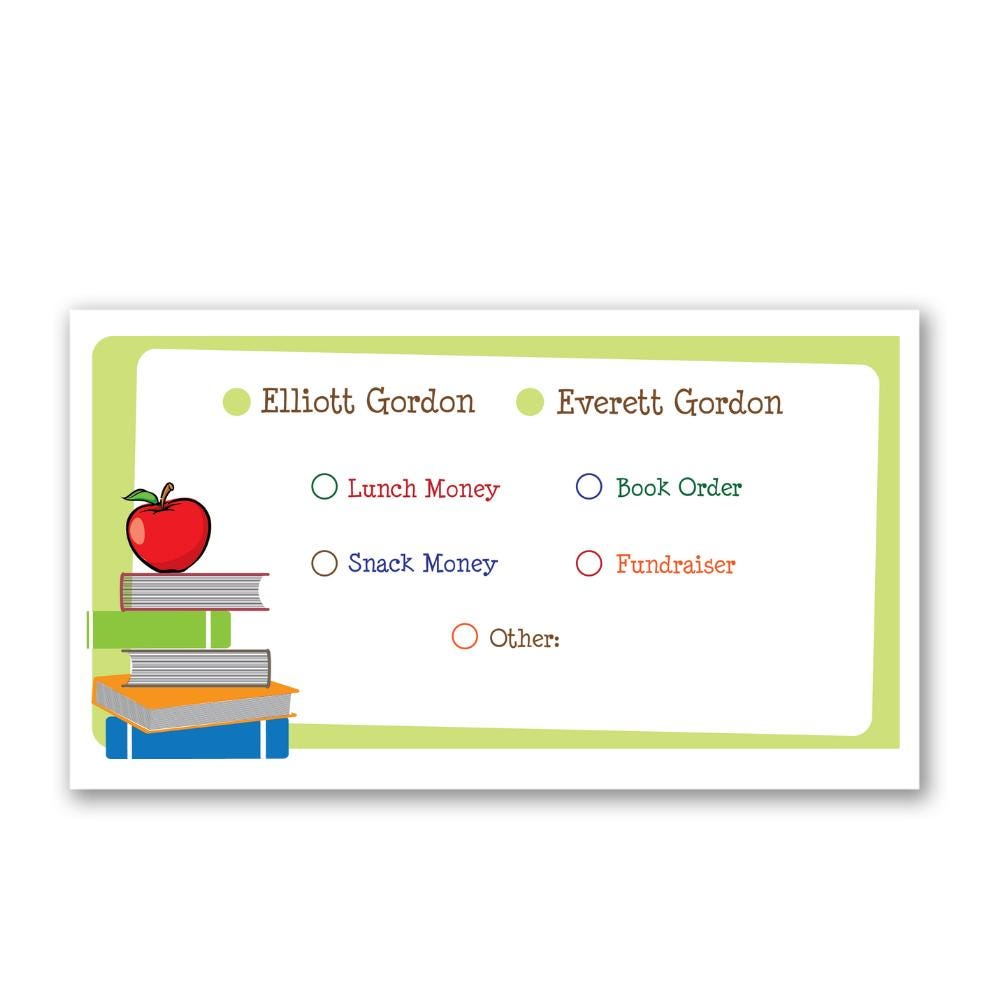 School Money Envelopes - Apple