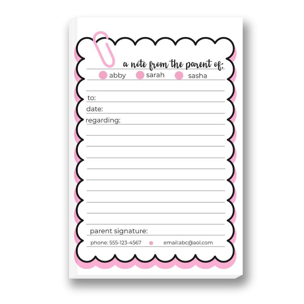 Excuse Pad (Notes to Teacher) - Scalloped