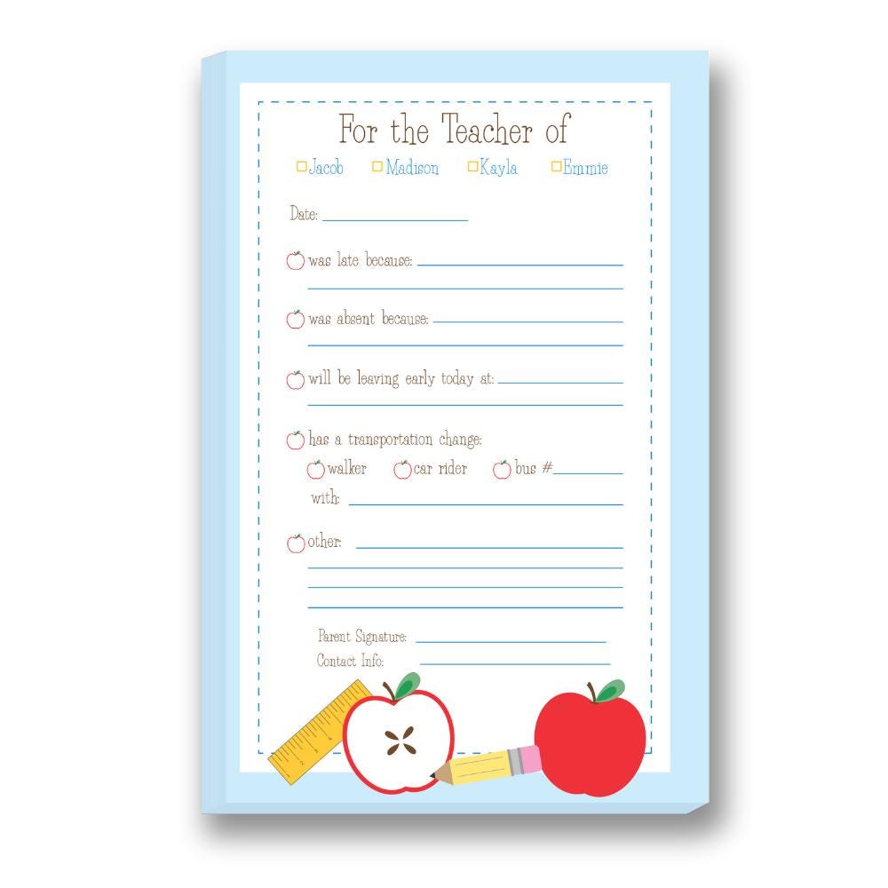 Excuse Pad (Notes to Teacher) - Classic