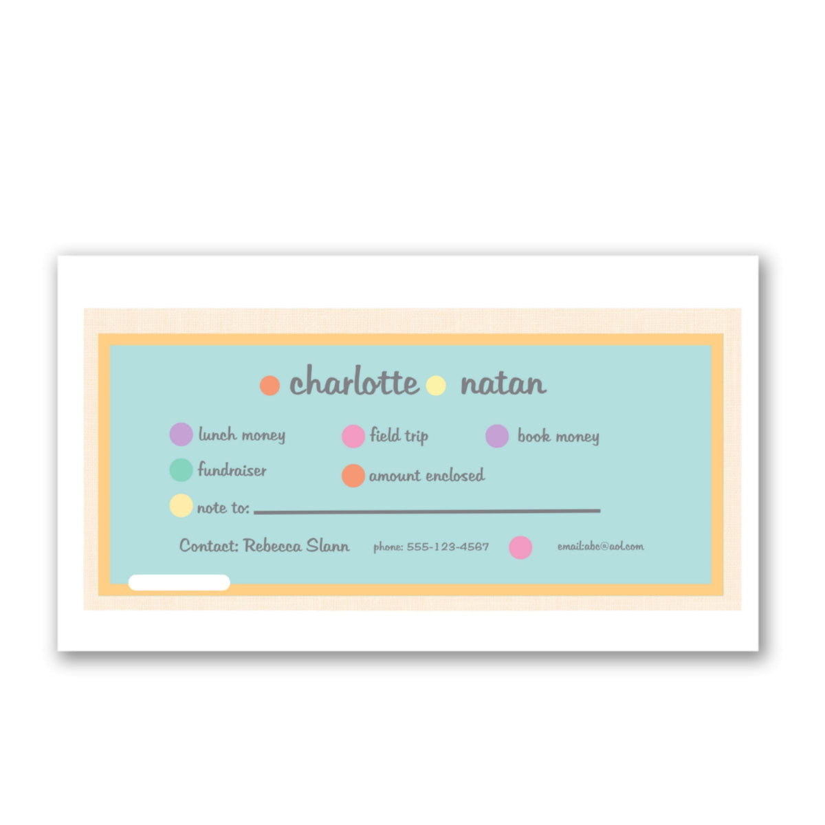 School Money Envelopes - Chalkboard