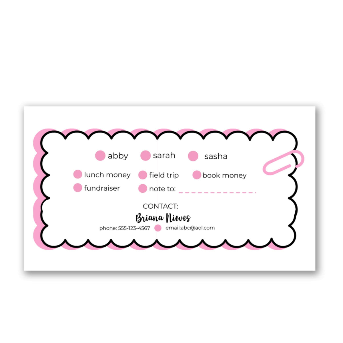School Money Envelopes - Scalloped